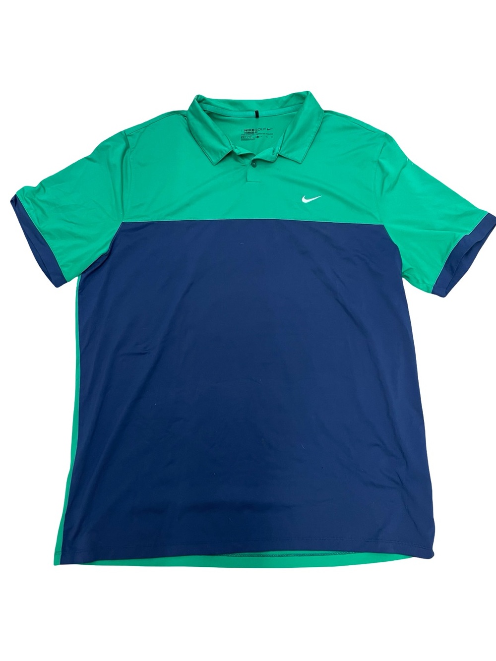 Nike Men's Green & Navy Colorblock Golf Polo